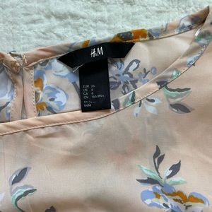 H & M peach floral knee length dress